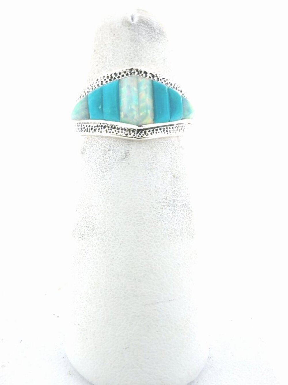 Sterling silver opal and turquise ring
